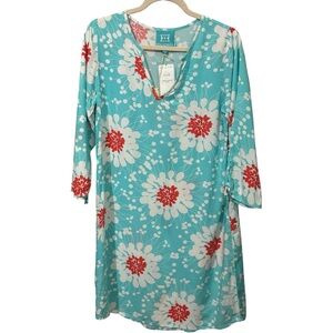 Escapada Turquoise and Red Floral Long Sleeve Dress‎